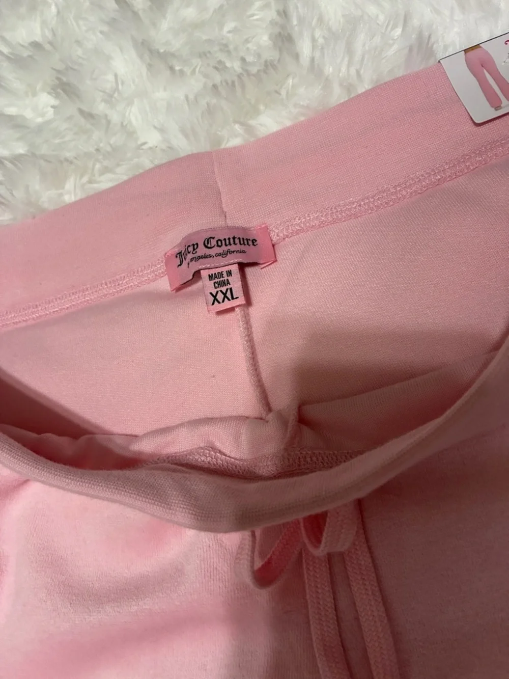 Juicy Couture Pink Velour Wide-Leg Track Pants with Blue Side Stripes - Picture 4 of 11